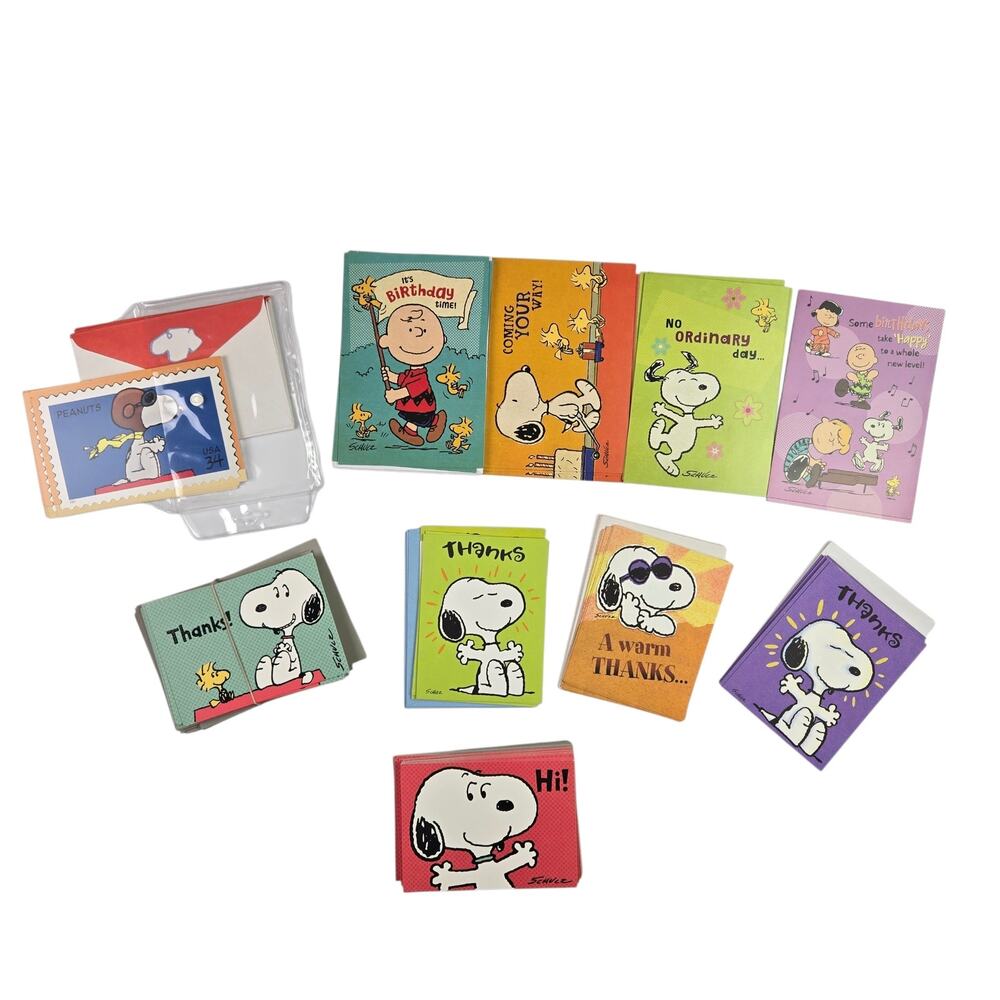 Peanuts Greeting Card Lot Thank You Birthday Blank Hallmark Dayspring Snoopy
